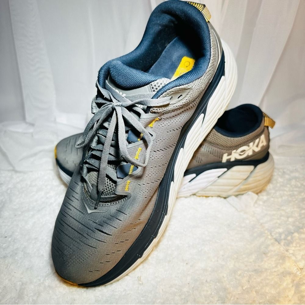 Hoka One One Gaviota 3 Men's Gray and Yellow Athletic Shoes sz 13 2E - Picture 2 of 7